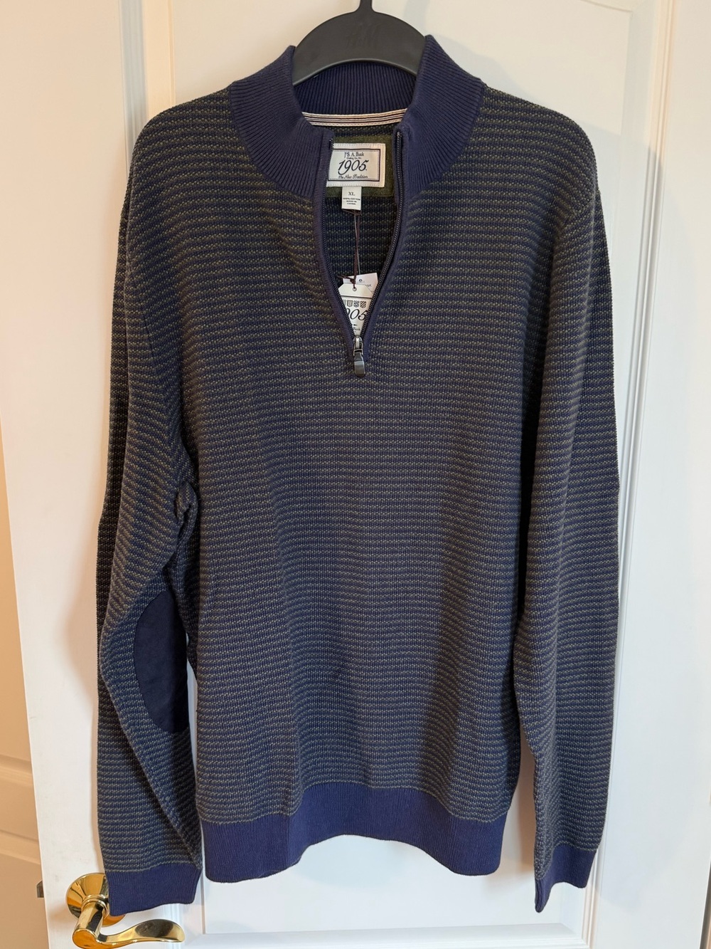 Men’s Navy Blue and Gray Stripe Sweater
